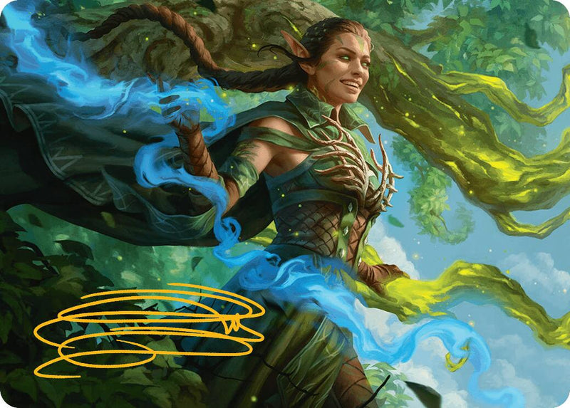 Nissa, Worldsoul Speaker Art Card (Gold-Stamped Signature) [Aetherdrift Art Series]