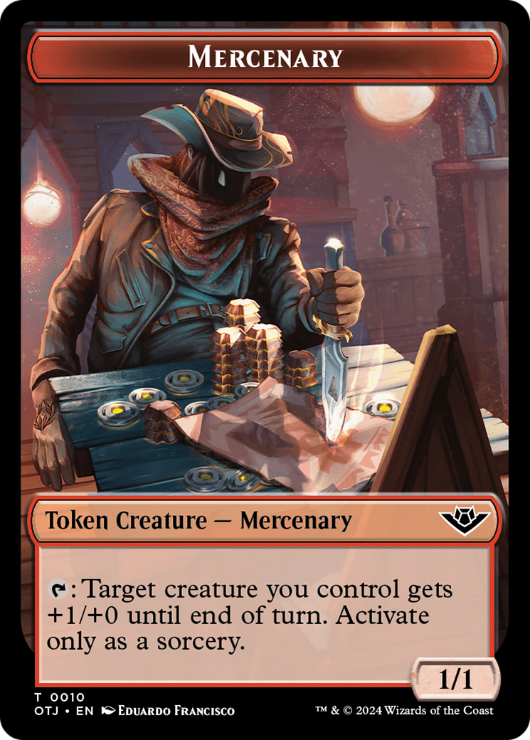 Mercenary // Golem Double-Sided Token [Outlaws of Thunder Junction Tokens]