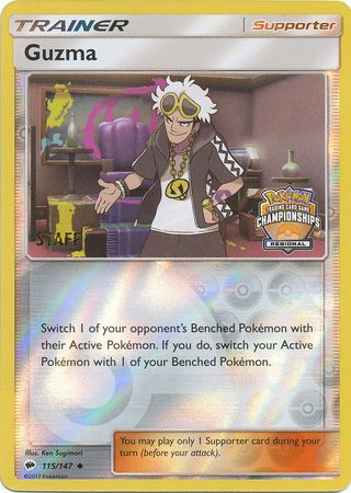 Guzma (115/147) (League Promo) (Staff) [Sun & Moon: Burning Shadows]