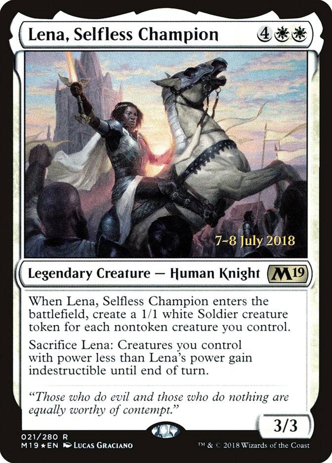 Lena, Selfless Champion  [Core Set 2019 Prerelease Promos]