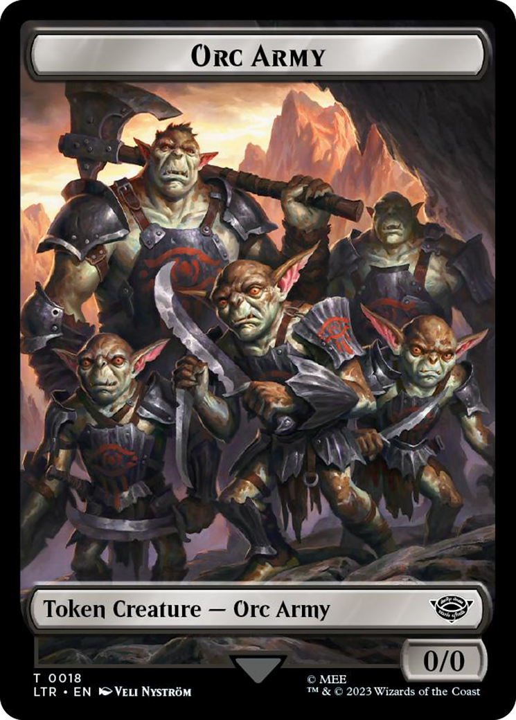 Orc Army (0018) // Food (0023) Double-Sided Token (Surge Foil) [The Lord of the Rings: Tales of Middle-Earth Tokens]