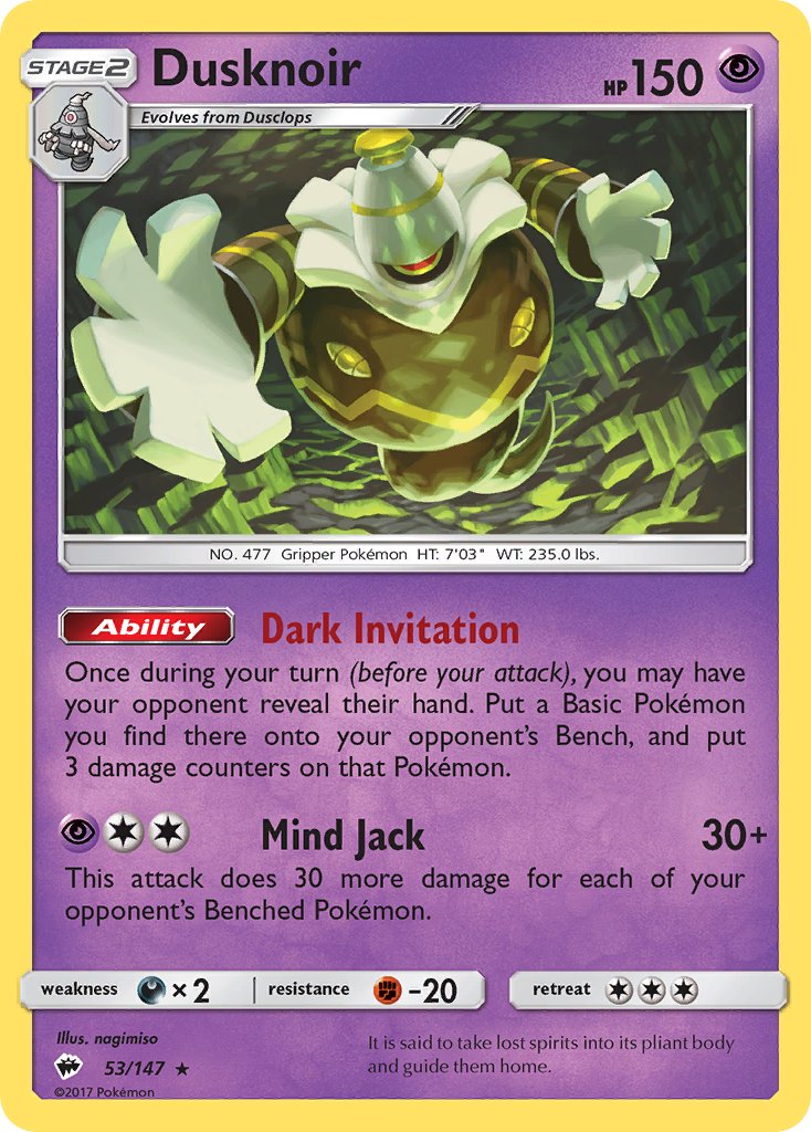 Dusknoir (53/147) (Theme Deck Exclusive) [Sun & Moon: Burning Shadows]