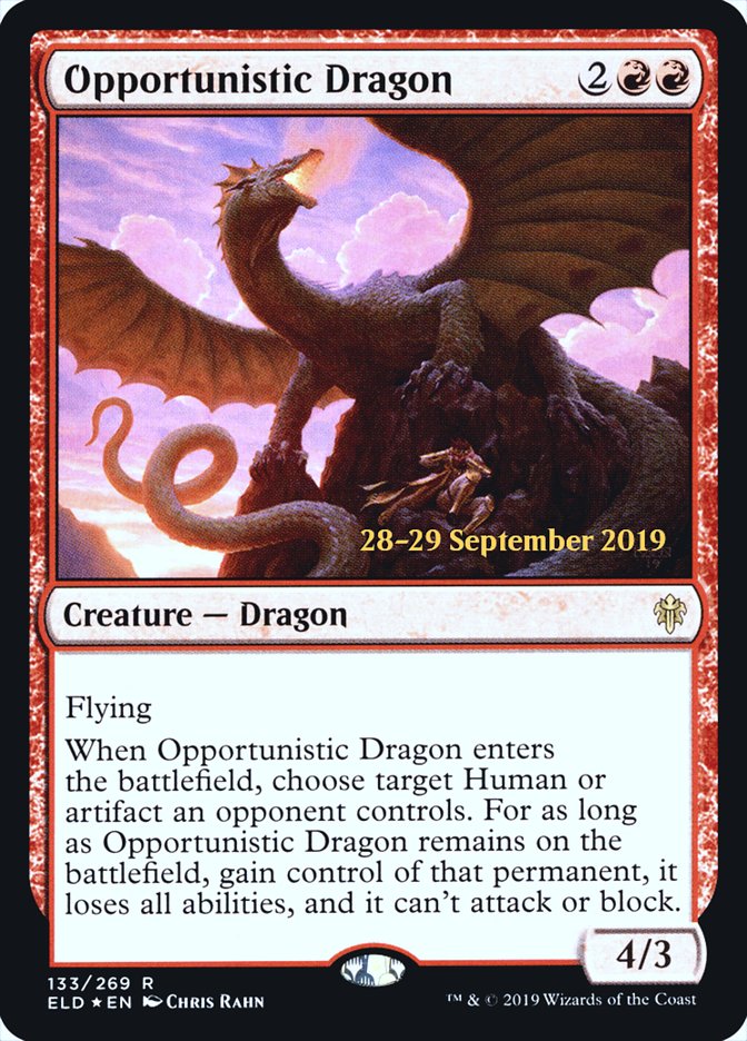 Opportunistic Dragon  [Throne of Eldraine Prerelease Promos]